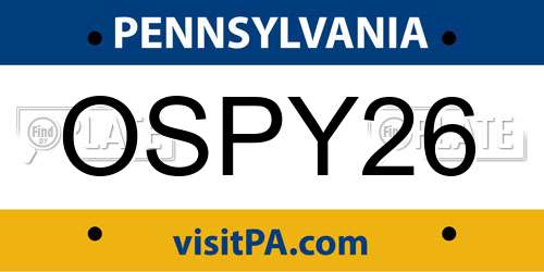 OSPY26 Pennsylvania License Plate