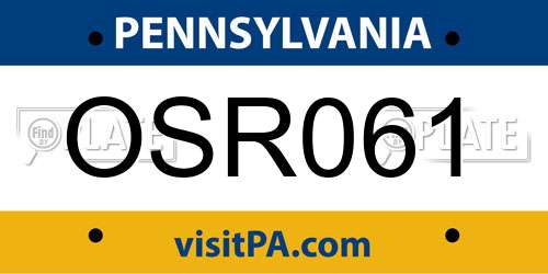 OSR061 Pennsylvania License Plate