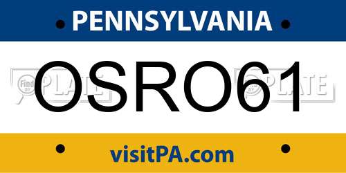 OSRO61 Pennsylvania License Plate