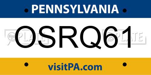 OSRQ61 Pennsylvania License Plate