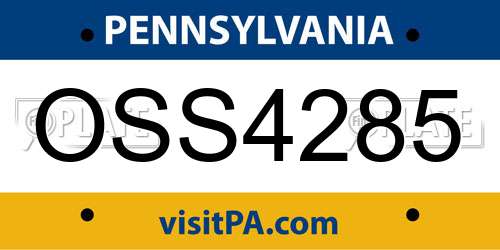 OSS4285 Pennsylvania License Plate