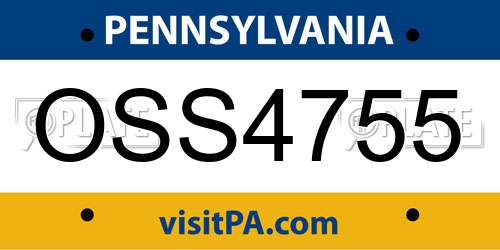 OSS4755 Pennsylvania License Plate
