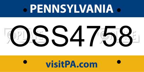OSS4758 Pennsylvania License Plate