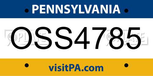 OSS4785 Pennsylvania License Plate
