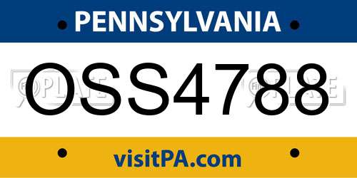 OSS4788 Pennsylvania License Plate