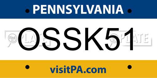 OSSK51 Pennsylvania License Plate