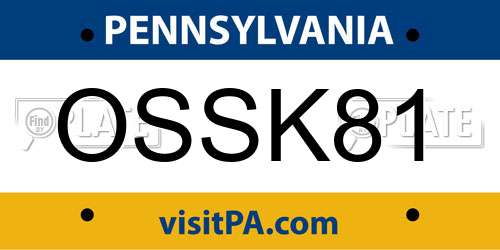 OSSK81 Pennsylvania License Plate