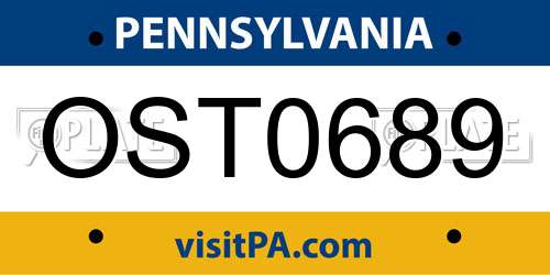 OST0689 Pennsylvania License Plate