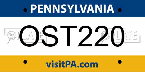 OST220 Pennsylvania License Plate