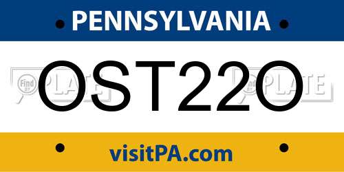 OST22O Pennsylvania License Plate