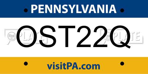 OST22Q Pennsylvania License Plate