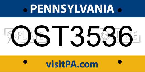 OST3536 Pennsylvania License Plate