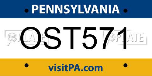 OST571 Pennsylvania License Plate