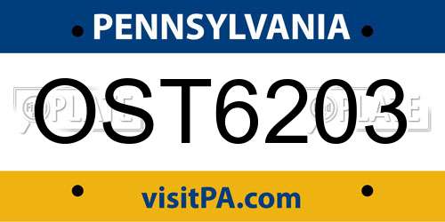 OST6203 Pennsylvania License Plate
