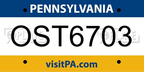 OST6703 Pennsylvania License Plate