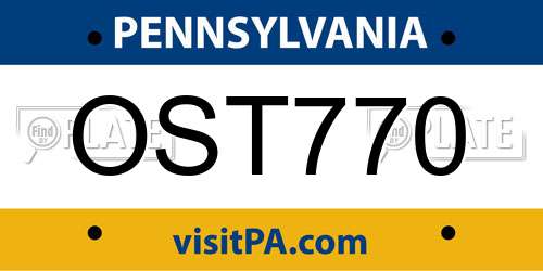 OST770 Pennsylvania License Plate