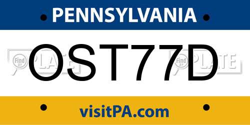 OST77D Pennsylvania License Plate