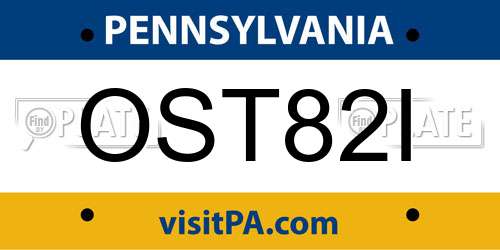 OST82I Pennsylvania License Plate