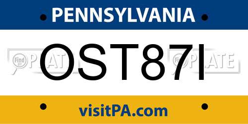 OST87I Pennsylvania License Plate