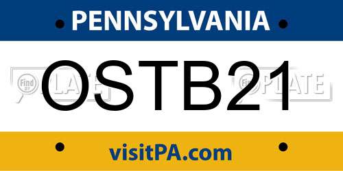 OSTB21 Pennsylvania License Plate