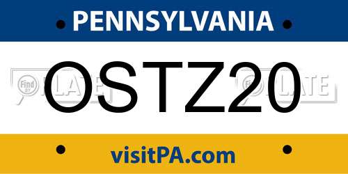 OSTZ20 Pennsylvania License Plate