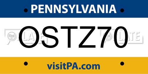 OSTZ70 Pennsylvania License Plate