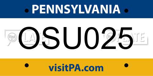 OSU025 Pennsylvania License Plate