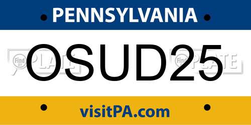 OSUD25 Pennsylvania License Plate