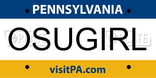 OSUGIRL Pennsylvania License Plate