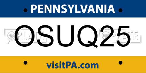 OSUQ25 Pennsylvania License Plate