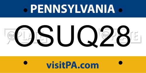 OSUQ28 Pennsylvania License Plate