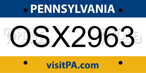 OSX2963 Pennsylvania License Plate