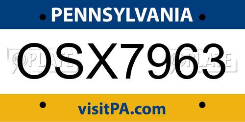 OSX7963 Pennsylvania License Plate