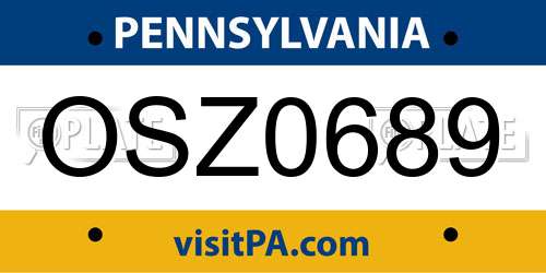 OSZ0689 Pennsylvania License Plate
