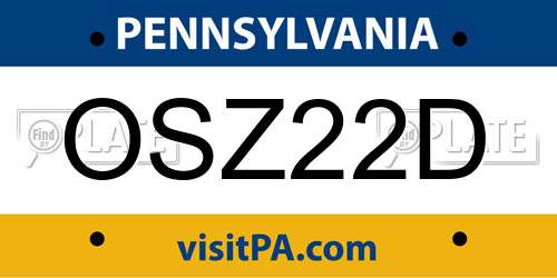 OSZ22D Pennsylvania License Plate