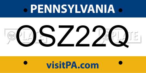 OSZ22Q Pennsylvania License Plate