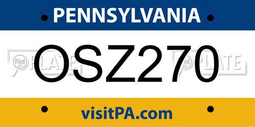 OSZ270 Pennsylvania License Plate