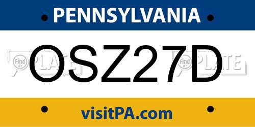 OSZ27D Pennsylvania License Plate