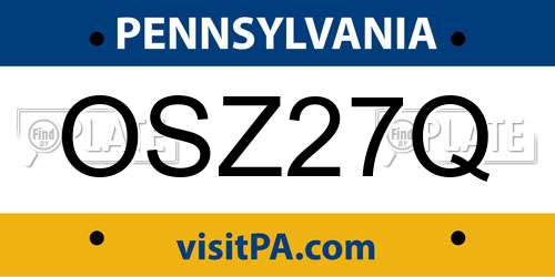 OSZ27Q Pennsylvania License Plate