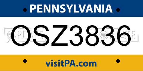 OSZ3836 Pennsylvania License Plate