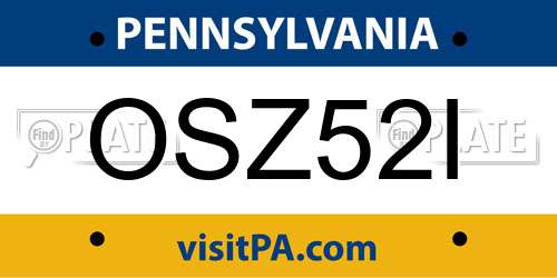 OSZ52I Pennsylvania License Plate