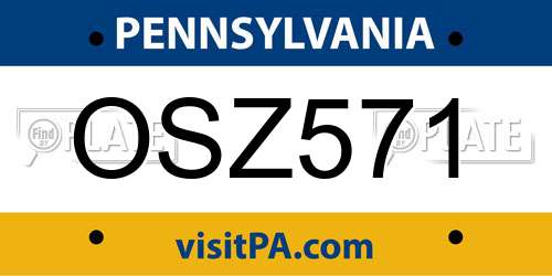 OSZ571 Pennsylvania License Plate