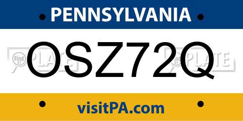 OSZ72Q Pennsylvania License Plate