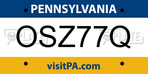 OSZ77Q Pennsylvania License Plate