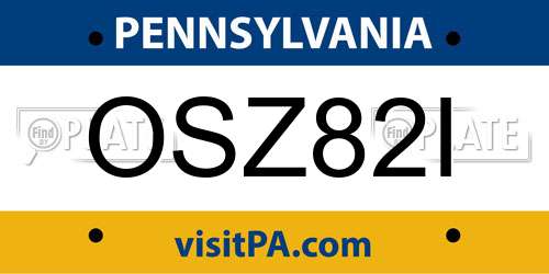 OSZ82I Pennsylvania License Plate