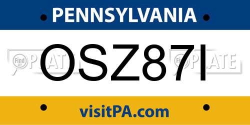 OSZ87I Pennsylvania License Plate