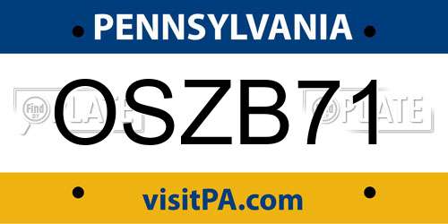 OSZB71 Pennsylvania License Plate