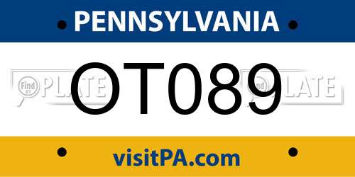 OT089 Pennsylvania License Plate