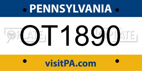 OT1890 Pennsylvania License Plate