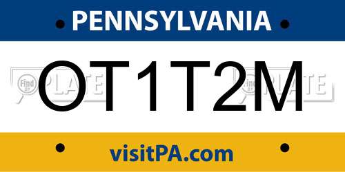 OT1T2M Pennsylvania License Plate